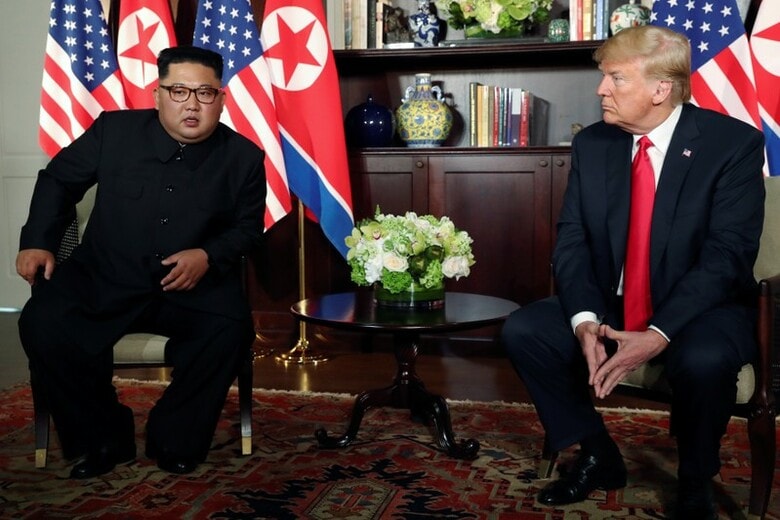 　９月１０日、北朝鮮の金正恩朝鮮労働党委員長がトランプ米大統領に書簡を送り、２回目の首脳会談開催を要請した。シンガポールで６月撮影（２０１８年　ロイター/JONATHAN ERNST）