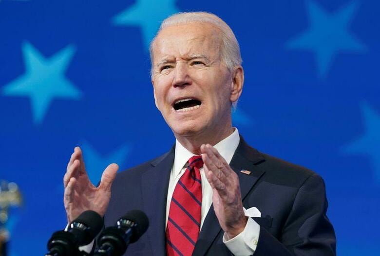 米国のジョー・バイデン大統領は「政府が一丸となった」気候変動対策を公約している。写真は１５日、デラウェア州ウィルミントンで撮影（２０２１年　ロイター／Kevin Lamarque）