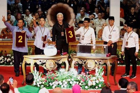 　１１月２８日、インドネシアで来年２月１４日の大統領選挙の選挙戦が正式に始まった。写真は１４日、ジャカルタで撮影（２０２３年　ロイター/Willy Kurniawan）