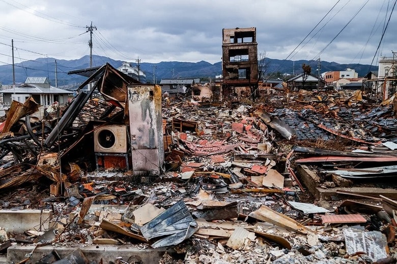 地震直後に大規模な火災が発生した輪島市の朝市通り周辺（1月5日）　James Matsumoto / SOPA Images/Sipa USA via Reuters Connect