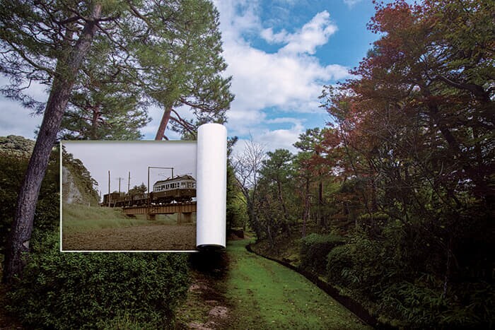 【山陰】1920年代、島根県東部に開業した広瀬鉄道。月山富田城の城下町で栄えた広瀬地区に住民が計画し、全線電化の路線だった。高度成長期のモータリゼーションの進展や地域の過疎化により、乗客や貨物が減少し、老朽化した施設を更新できず廃線に。橋脚の一部が残る程度となっている。沿線には庭園で世界的に有名な足立美術館ができた。（古写真協力：山本巖氏）