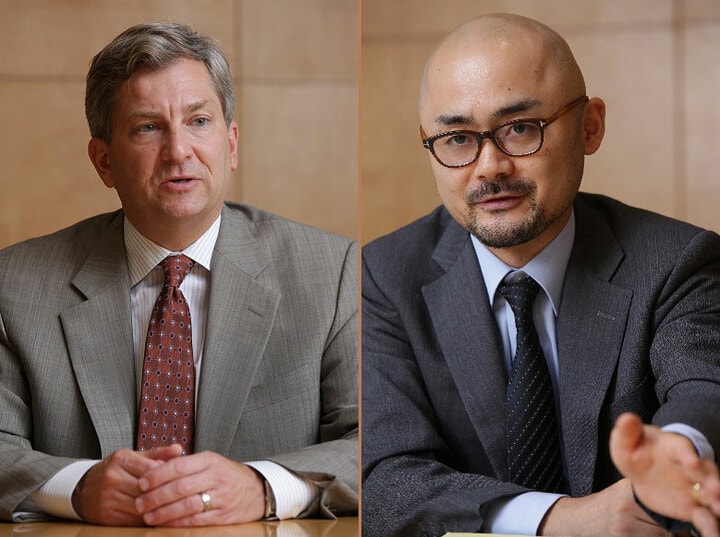 民主党系シンクタンク「国家政策センター」理事長のスコット・ベイツ氏（左）と國學院大学兼任講師の宮田智之氏　撮影：遠藤 宏