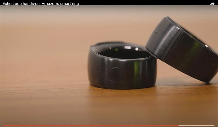 音声データはデータ容量が少なく扱いやすい（写真はAmazonのEcho Loop）　The Verge-YouTubeより