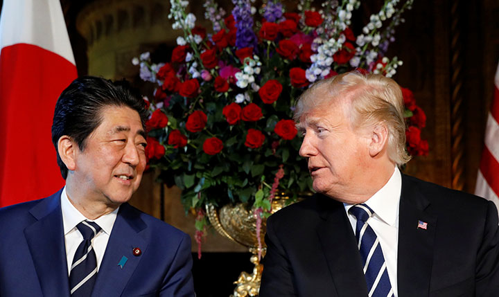 今回の会談は北朝鮮問題への対応で日米が一致したと日本では評価されているが　Kevin Lamarque-REUTERS