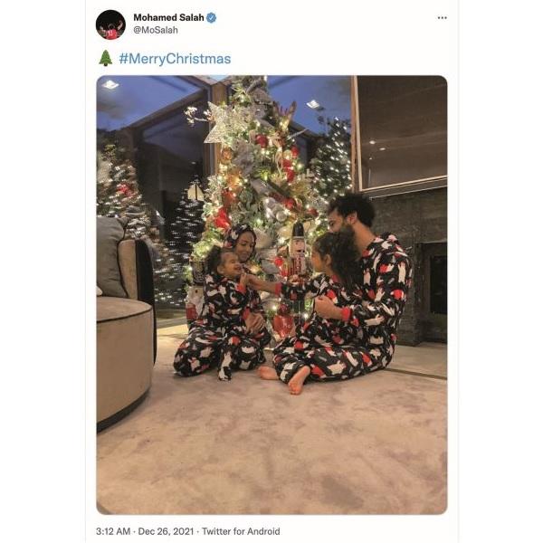 クリスマスを祝うサラーのツイート（2021年12月）　MOHAMED SALAH/TWITTER