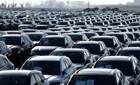 ベルギーのゼーブルージュ港に駐車された中国ＥＶ大手ＢＹＤの電気自動車（ＥＶ）。2024年10月撮影。REUTERS/Yves Herman