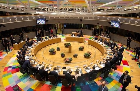 　４月２９日、英国を除く欧州連合（ＥＵ）加盟国は特別首脳会議を開催し英国のＥＵ離脱交渉に向けた指針を採択した。代表撮影（２０１７年　ロイター/Virginia Mayo）