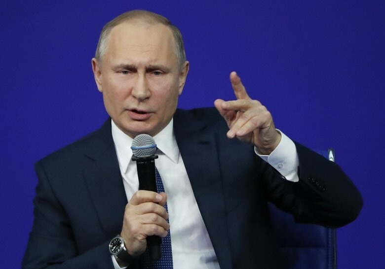 １月３０日、ロシアのプーチン大統領（写真）は、米国がプーチン政権に近いロシア人実業家のリストを公表したことについて、「非友好的」な行為だと批判した。写真はモスクワで撮影（２０１８年　ロイター／Grigory Dukor）