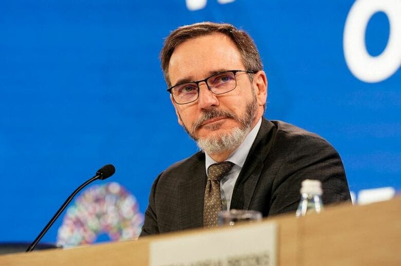 ＩＭＦのチーフエコノミスト、ピエール・オリビエ・グランシャ氏。昨年１０日、ワシントンで撮影（２０２６年　ロイター/Elizabeth Frantz/File Photo）