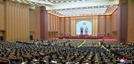 　北朝鮮国営の朝鮮中央通信（ＫＣＮＡ）は２月８日、同国の国会に当たる最高人民会議が韓国との経済協力推進に関する合意を全て破棄することを決議したと伝えた。１月１５日、平壌で撮影されたＫＣＮＡ提供写真（２０２４年　ロイター）