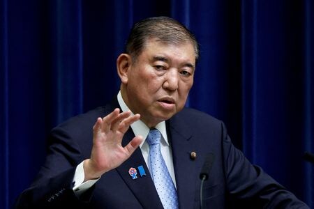 　７月１８日、石破茂首相（写真）は来日中のベセント米財務長官と官邸で会談し、関税措置を巡る日米協議を日本側の担当閣僚である赤沢亮正経済再生相と精力的に続けてほしいと伝えたことを明らかにした。写真は６月、都内で代表撮影（２０２５年　ロイター）