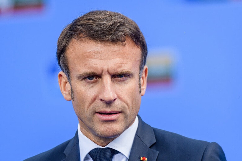 エマニュエル・マクロン仏大統領（2023年7月11日、リトアニア・ビリニュス）　Gints Ivuskans-Shutterstock