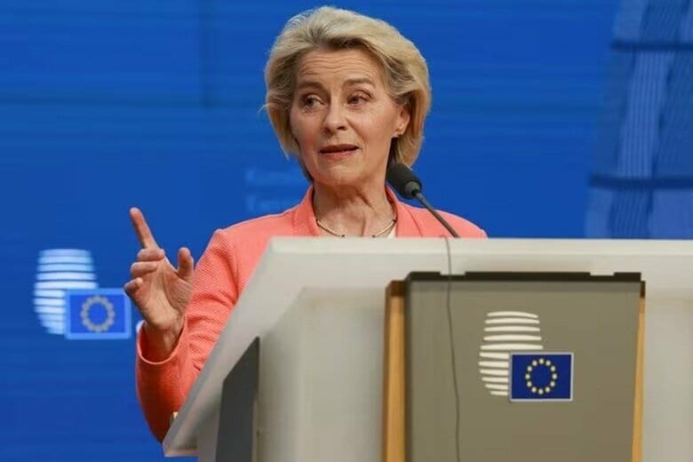 欧州委員会のフォンデアライエン委員長。6月19日、ベルギーのブリュッセルで撮影。 REUTERS/Yves Herman