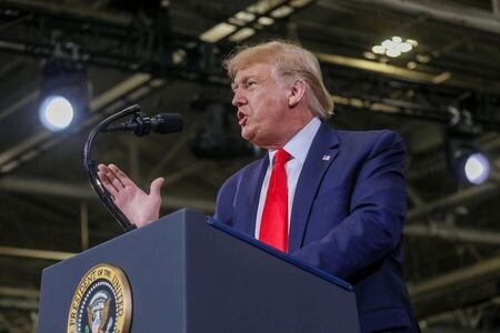 　２月１９日、トランプ米大統領は、米国とインドが大規模な通商協定の実現に取り組んでいると述べた。写真はミシガン州で１月撮影（２０２０年　ロイター／LEAH MILLIS）
