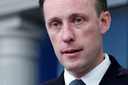 　７月２７日、米ホワイトハウスのサリバン大統領補佐官（国家安全保障担当、写真）は、訪問先のサウジアラビアでムハンマド皇太子と会談した。ホワイトハウスが声明を発表した。写真はワシントンで７日撮影（２０２３年　ロイター／Jonathan Ernst）