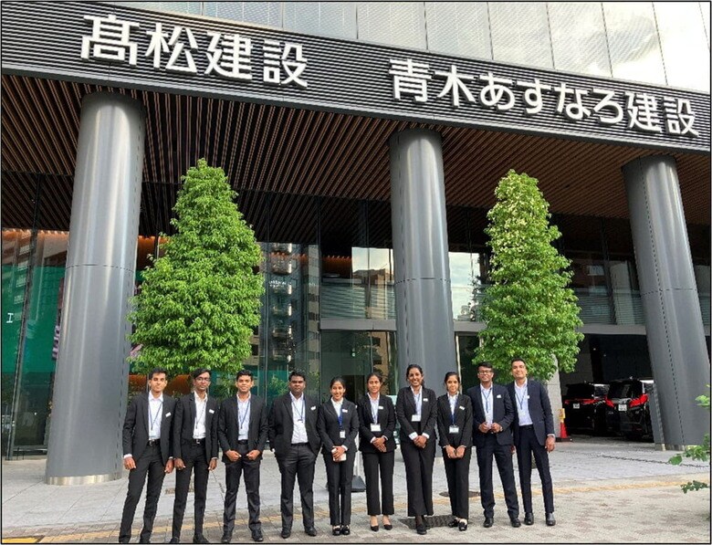 高度外国人材の採用と育成に力を入れている青木あすなろ建設。写真は2025年度入社（3期生）のスリランカ人社員