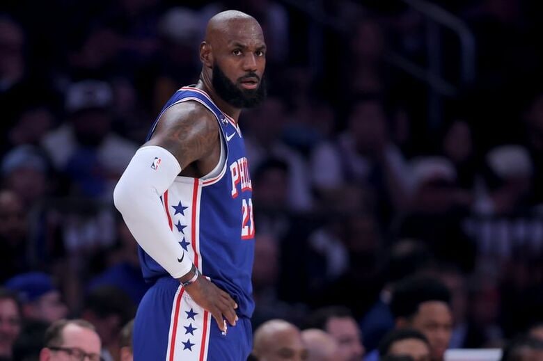 米プロバスケットボール協会（ＮＢＡ）のレブロン・ジェームズ選手。ニューヨークのマディソン・スクエア・ガーデンで２０日撮影。Mandatory Credit: Brad Penner
