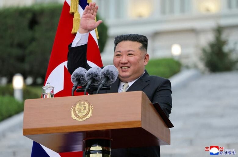 9月、金日成大学で演説する北朝鮮の金正恩朝鮮労働党総書記。ＫＣＮＡ提供　REUTERS