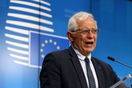 欧州連合（ＥＵ）のボレル外交安全保障上級代表（外相）は１０日、イラン核合意の再建に向けた米イラン間接協議について、今後数週間が重要な局面になると述べた。写真はボレル代表。４月１９日撮影（２０２１年　ロイター/Francois Walschaerts）