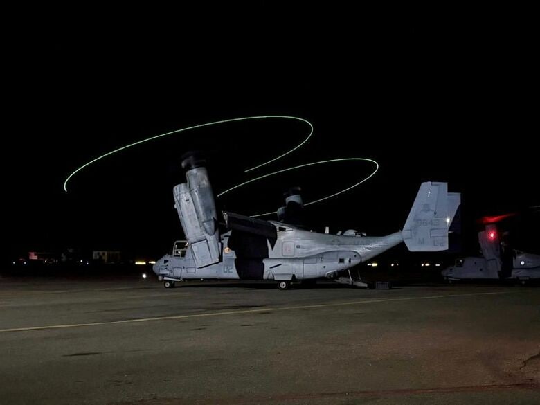 写真は米海兵隊の軍用機。2026年6月25日、カラカスの米大使館がＸで公表。提供写真。REUTERS
