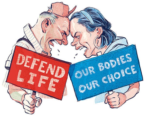 人工妊娠中絶について意見が対立する人たち