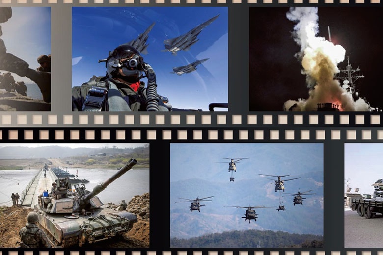 Clockwise from Top Right: Roderick Eubanks-U.S. Navy-Reuters, Kim Hon-Ji-Reuters(2), Kamaile Casillas-Pacific Air Forces-Dvids-Reuters