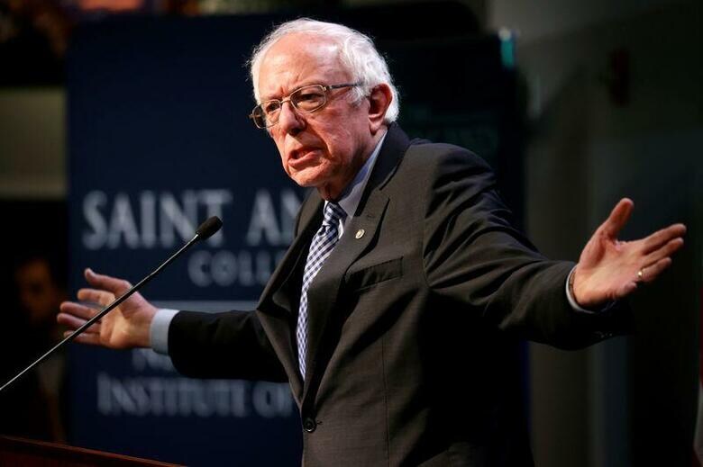 米大統領選に向けた民主党候補指名争いのヤマ場「スーパーチューズデー」でのバイデン前副大統領の躍進を受け、サンダース上院議員（写真）は「多民族・多世代」の支持構築という課題が浮き彫りになったが、巻き返しに残された時間はあまりない。2月7日、ニューハンプシャー州マンチェスターで撮影（2020年　ロイター/Mike Segar）