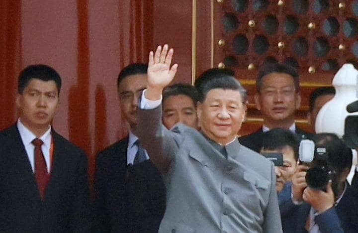 建党百周年式典における習近平中共中央総書記（7月1日）　Carlos Garcia Rawlins-REUTERS