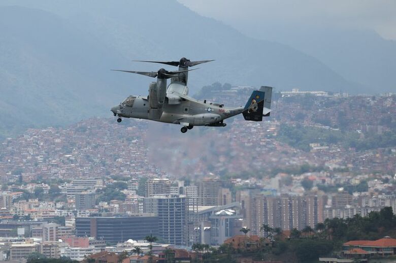 米海兵のＭＶ－２２Ｂオスプレイ。５月２３日、ベネズエラのカラカスで撮影（２０２６年　ロイター/Leonardo Fernandez Viloria）