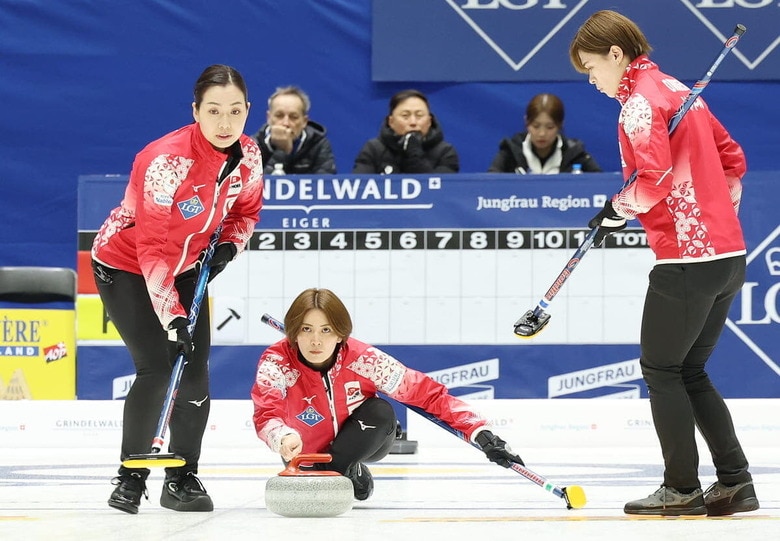 世界女子カーリング選手権大会2025に出場した日本代表フォルティウスの近江谷杏菜、吉村紗也香、小野寺佳歩　Lee jeong woo / Ministry of culture, sports and Tourism of the Republic of Korea