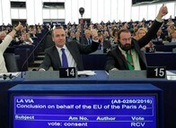 ＥＵ、パリ協定今週内にも批准へ　欧州議会が承認