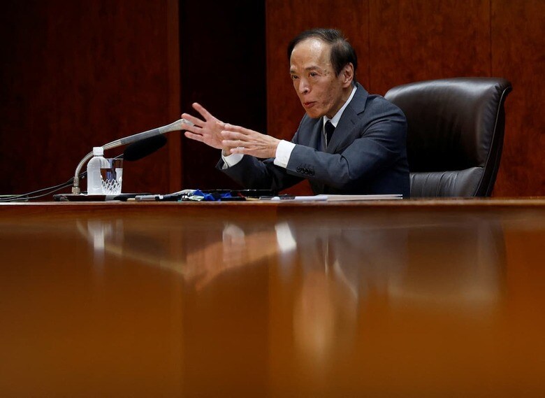 植田日銀総裁は、デフレ期に低下した「予想インフレ」を高める必要性に言及した　REUTERS/Kim Kyung-Hoon