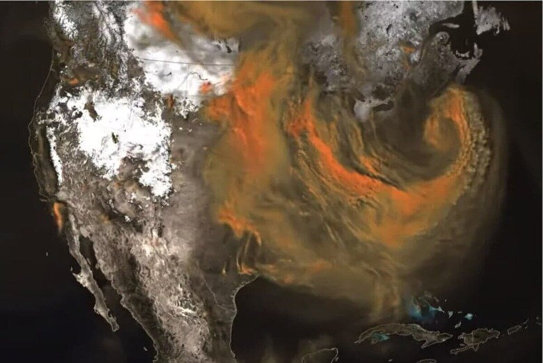 地球上から立ち上るCO2を可視化したNASA動画より　NASA\'S GODDARD SPACE FLIGHT CENTER/SCIENTIFIC VISUALIZATION STUDIO/ KATIE JEPSON