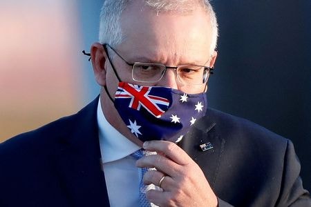 　２月１日、オーストラリアのモリソン首相（写真）は、米アルファベット傘下のグーグルがオーストラリアでの検索サービス停止を示唆していることについて、グーグルが撤退しても、マイクロソフトが自社の検索サービス「ビング」で穴を埋められると自信を示している、と述べた。写真は都内で昨年１１月撮影（２０２１年　ロイター／Issei Kato）