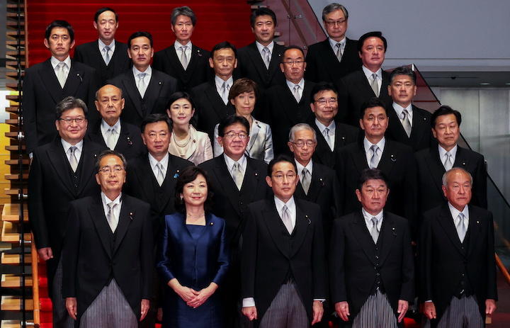 岸田内閣が発足（10月4日、首相官邸）　Yoshikazu Tsuno/REUTERS