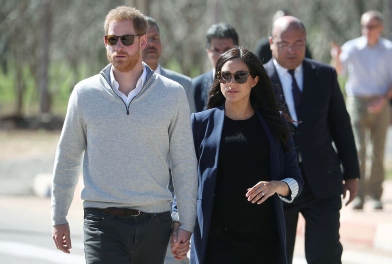 モロッコを訪問した際のヘンリー王子とメーガン妃（2019年2月）　Hannah McKay-Reuters