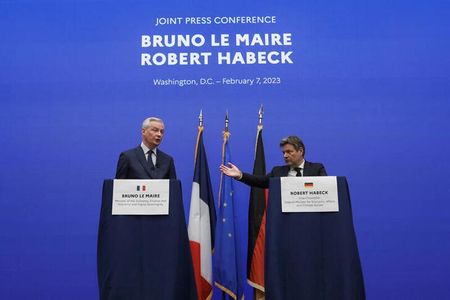 　２月７日、ルメール仏経済相とハーベック独経済相は、米高官とワシントンで会談した。米インフレ抑制法を巡る欧州の懸念に米側が対処する用意があることを確認したが、具体策はほとんど示されなかった（２０２３年　ロイター／Anna Rose Layden）