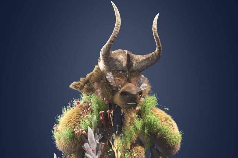 エコサピエンスの発表したNFTアートの一つ、バッファロー姿の「ブラサピエン」　&copy; Ecosapiens