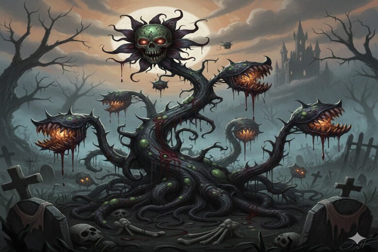 ゾンビ化した樹木のイメージ　Generated by AI