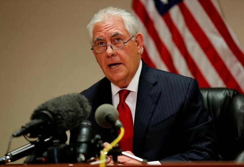 ４月１９日、ティラーソン米国務長官（写真）は１、北朝鮮の核問題を巡り、同国に圧力をかけるため、「テロ支援国家」への再指定などあらゆる選択肢を検討していることを明らかにした。６日撮影（２０１７年　ロイター/Joe Skipper）