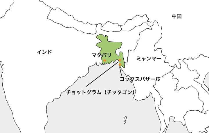 バングラデシュ,チョットグラム(チッタゴン),コックスバザールマップ