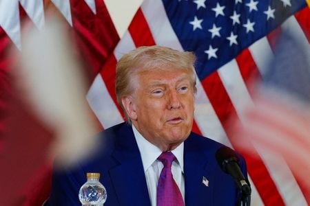 　５月１５日、トランプ米大統領（写真）は、インド政府が「関税ゼロ」を盛り込んだ通商協定を米国に提示したと述べた。同日、ドーハで撮影（２０２５年　ロイター/Brian Snyder）