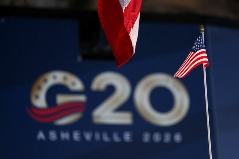 G２０のロゴ。8月撮影。 REUTERS/Sam Wolfe