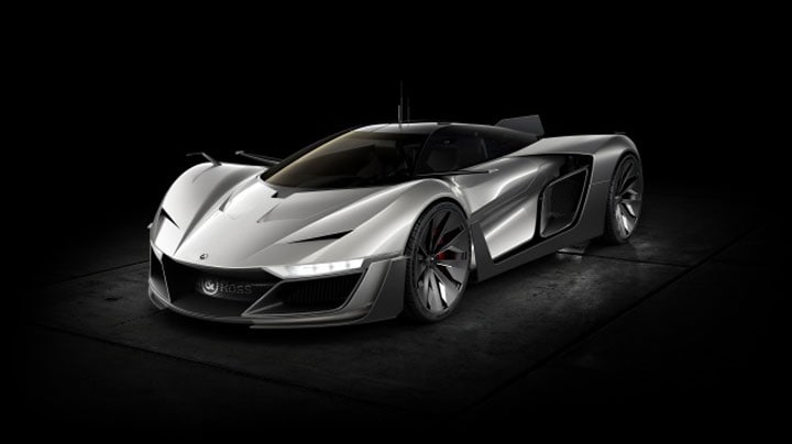 ベル＆ロスがデザインしたコンセプトカー「AeroGT」。4.2ℓV8ツインターボエンジンをミッドシップにして、出力は610馬力。最高時速は315㎞/h。スペックもさることながら、カーボンファイバーのボディはまるでジェット戦闘機。（イメージのためのコンセプトカーであり、一般販売は予定していません）