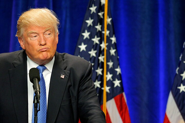 トランプは13日のスピーチで「イスラム移民停止」を主張　Brian Snyder-REUTERS