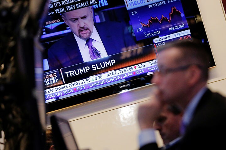 NY株式市場の株価は今週、トランプ当選以降で最大の値下がりとなった　Lucas Jackson-REUTERS