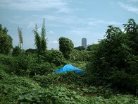 【写真特集】青いシートが可視化した 不可視の人々