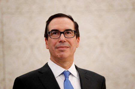 　２月６日、ムニューシン米財務長官は、トランプ政権は長期的な経済成長に注力していると述べ、株価急落につながった投資家懸念の払しょくに努めた（２０１８年　ロイター／Leah Millis）