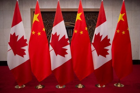 カナダのトルドー首相は５日、中国がカナダ産豚肉と牛肉の輸入を再開することを明らかにした。北京で２０１７年１２月代表撮影（２０１９年　ロイター）