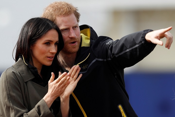 ハリー王子が始めた負傷兵による国際スポーツ大会を観戦する2人（4月6日）　Peter Nicholls-REUTERS